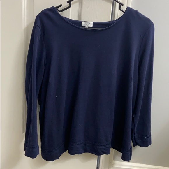 Crown and ivy navy short sweatshirt - Picture 1 of 4